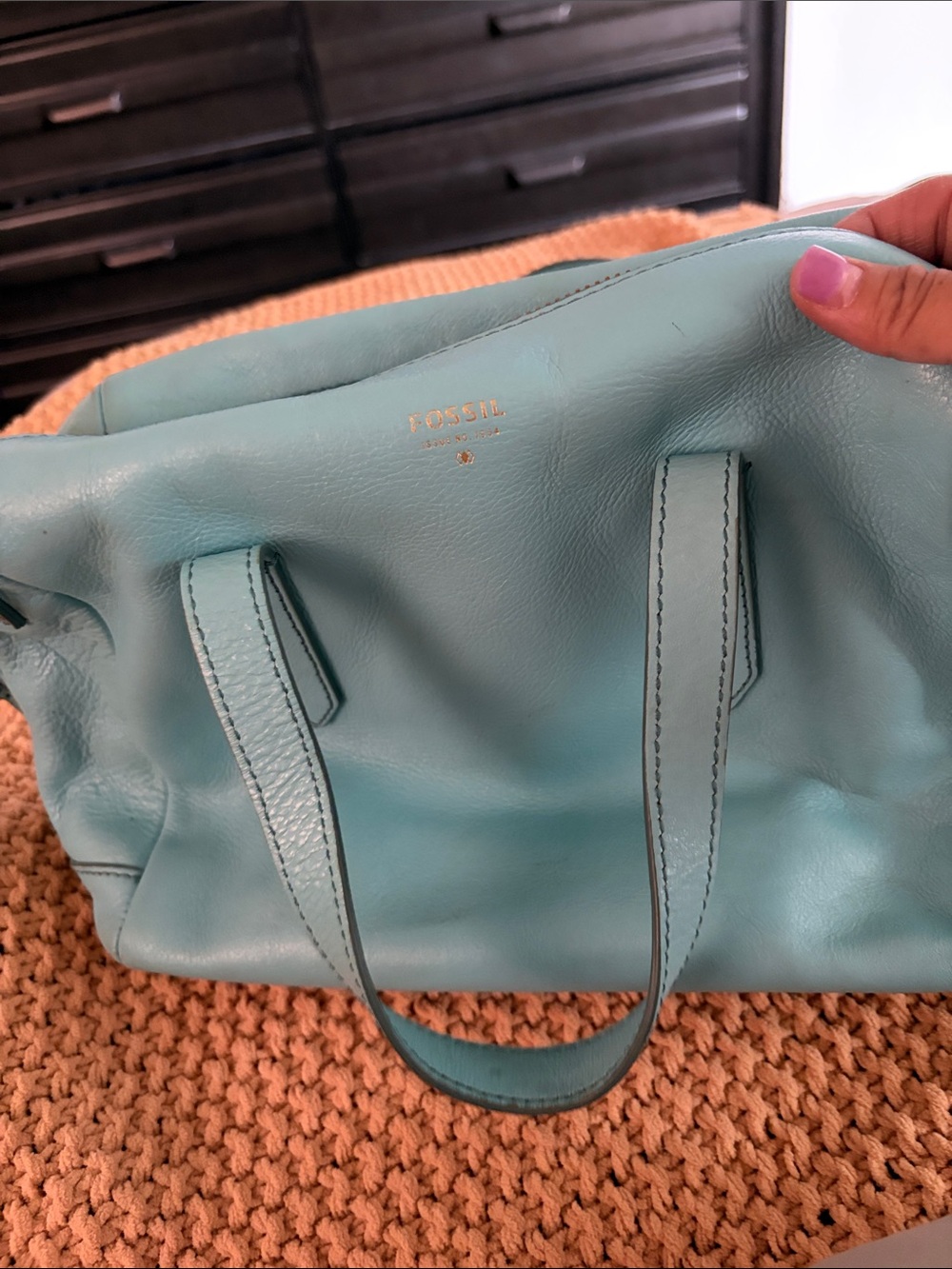 Fossil blue leather bag crossbody